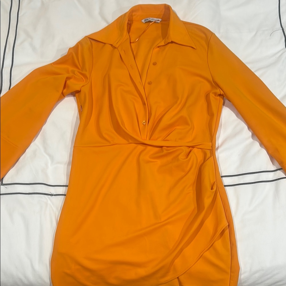 Vibrant Orange Long Sleeve Dress
